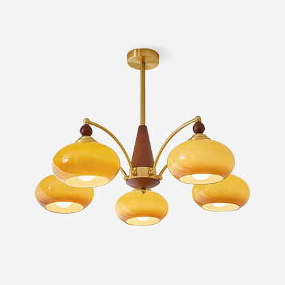 Calliope Chandelier - 5 heads: D 75cm x H 30cm D 29.5" x H 11.8" Brass & Caramel Color - Chandelier