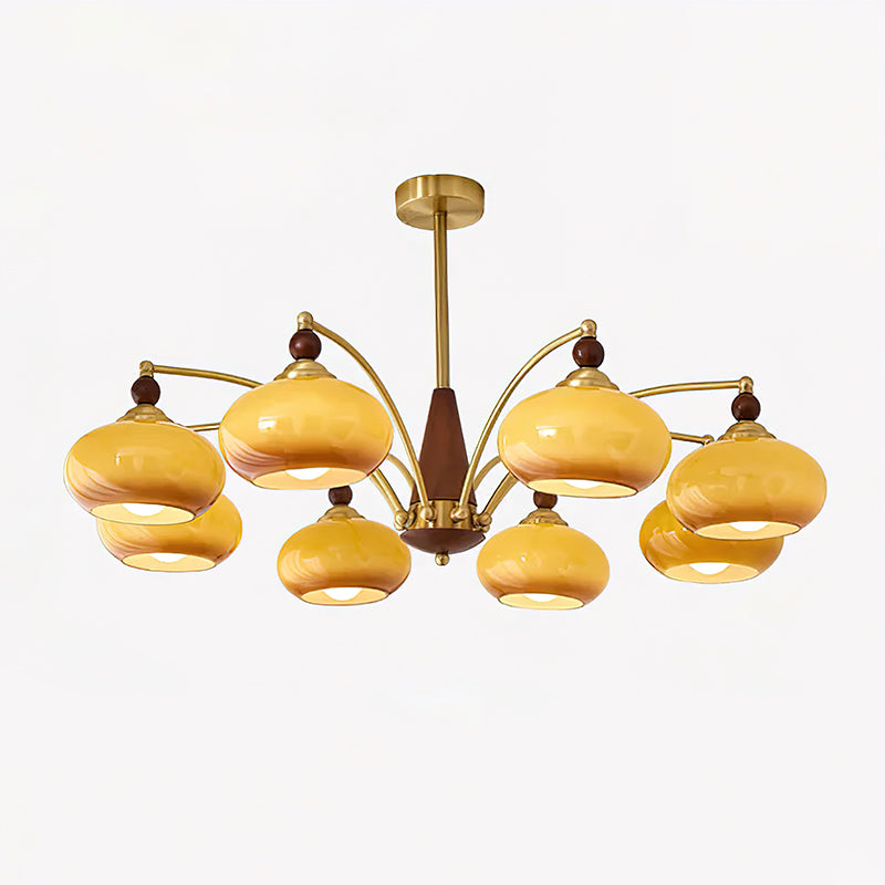 Calliope Chandelier - 8 heads: D 88cm x H 30cm D 34.6" x H 11.8" Brass & Caramel Color - Chandelier