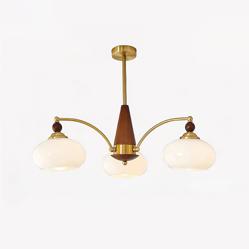 Calliope Chandelier - 3 heads: D 58cm x H 30cm D 22.8" x H 11.8" Brass & White - Chandelier