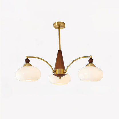 Calliope Chandelier - 3 heads: D 58cm x H 30cm D 22.8" x H 11.8" Brass & White - Chandelier