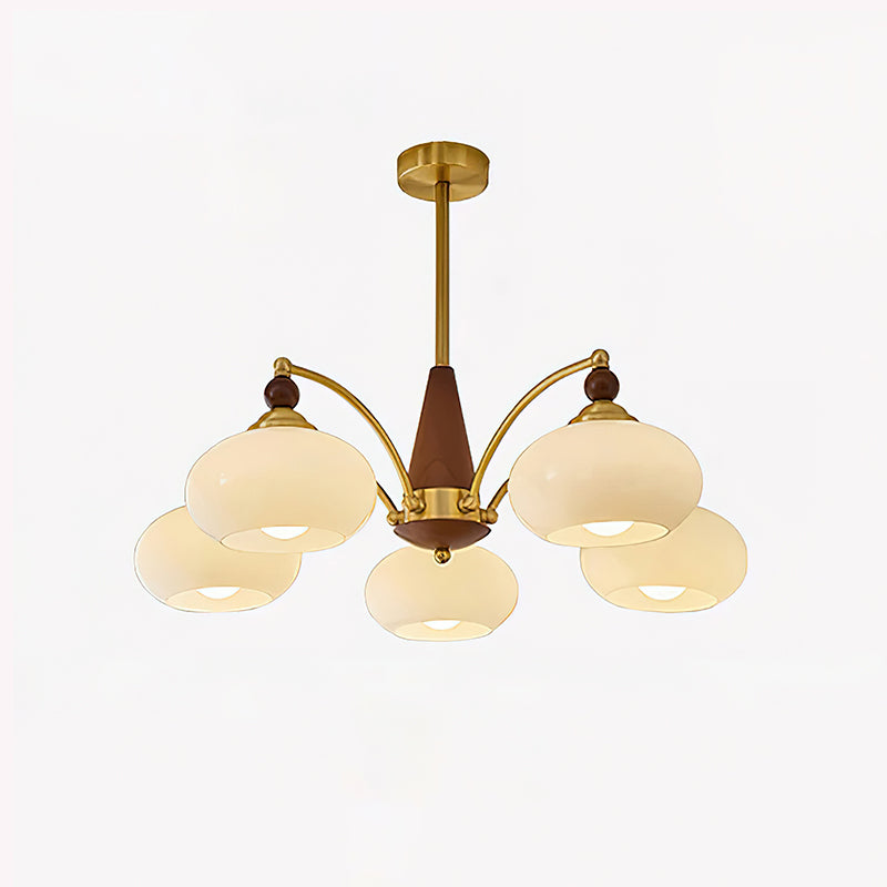 Calliope Chandelier - 5 heads: D 75cm x H 30cm D 29.5" x H 11.8" Brass & White - Chandelier