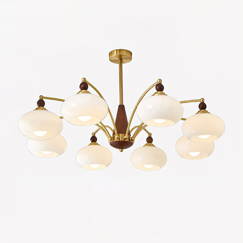 Calliope Chandelier - 8 heads: D 88cm x H 30cm D 34.6" x H 11.8" Brass & White - Chandelier