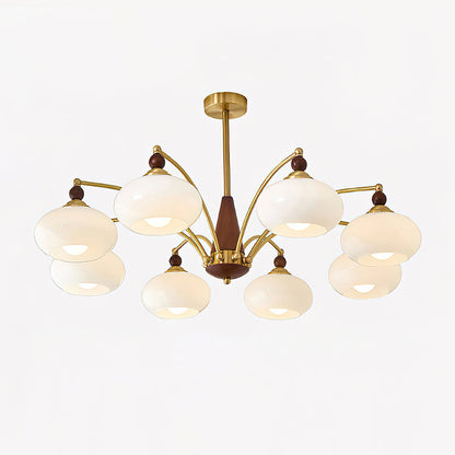 Calliope Chandelier - 8 heads: D 88cm x H 30cm D 34.6" x H 11.8" Brass & White - Chandelier