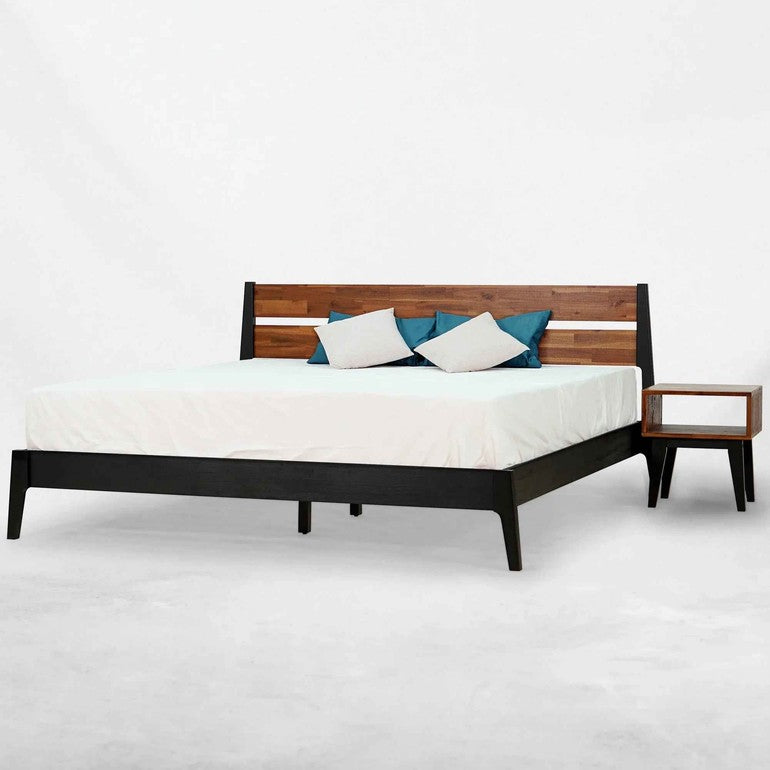 [Buy 1 Get 1] Callisto Solid Wood Bed Frame and Nightstand - - Bedroom Set