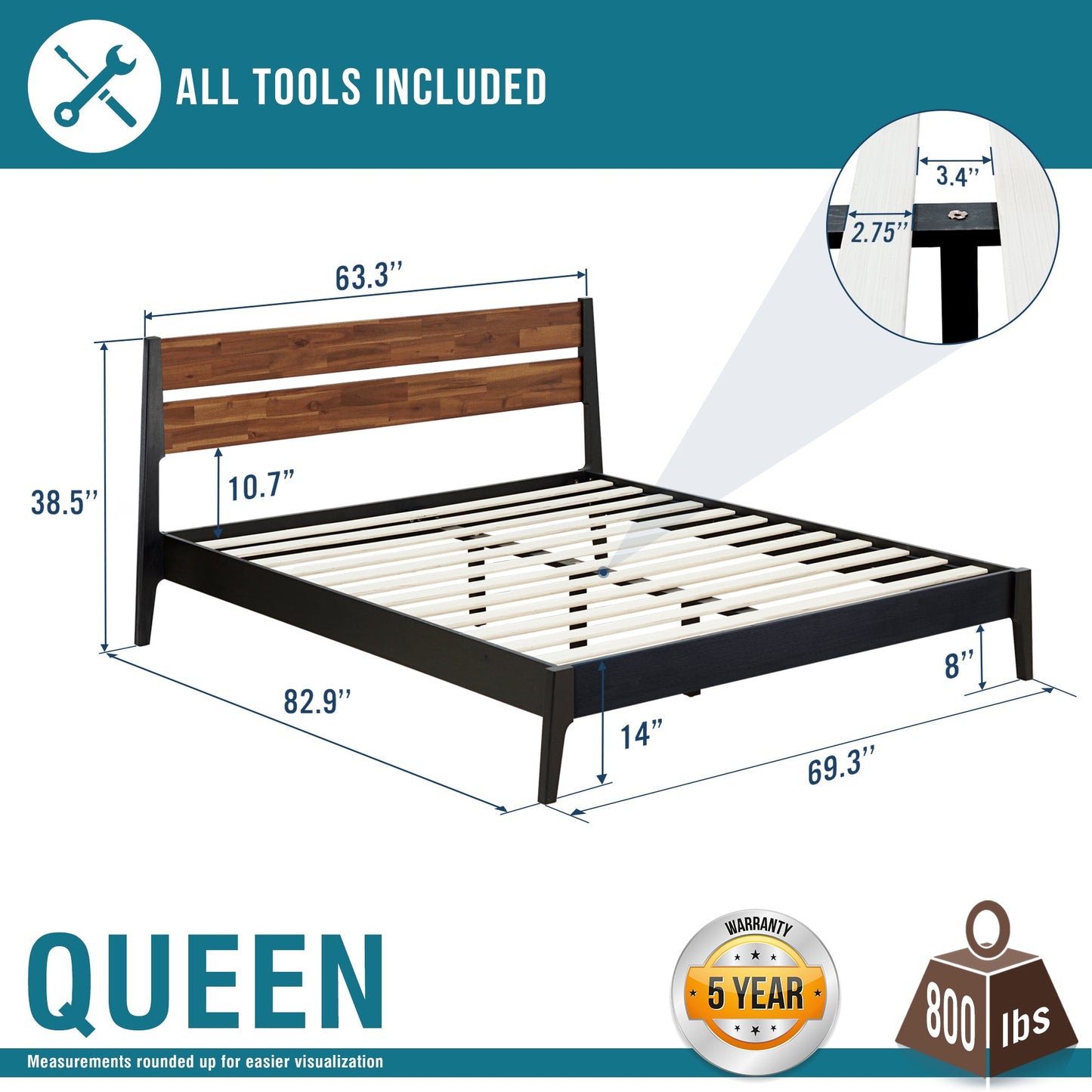Callisto Solid Wood Bed Frame - - Bed Frame