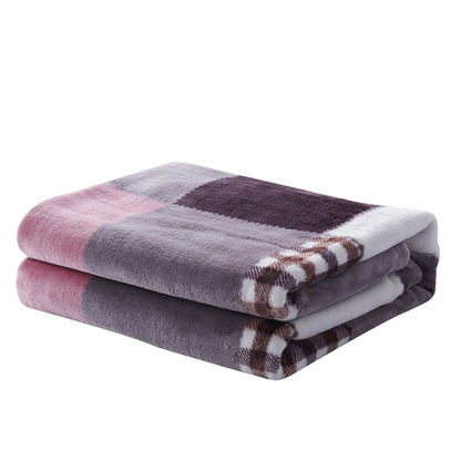 Tache Autumn Muave Purple Pink Farmhouse Super Soft Plaid Patchwork Throw Blanket (4022) - - Blanket