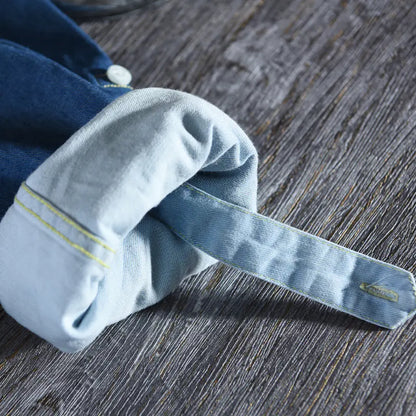 Men's Gradient Color Denim Shirt Jacket with Pockets - Kia Day Design