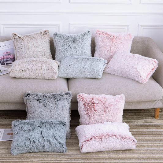 Gradient Color Shaggy Pillow Covers - - pillow cover