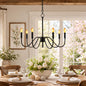 Black Metal 6 Light Candelabra Chandelier - - Sale
