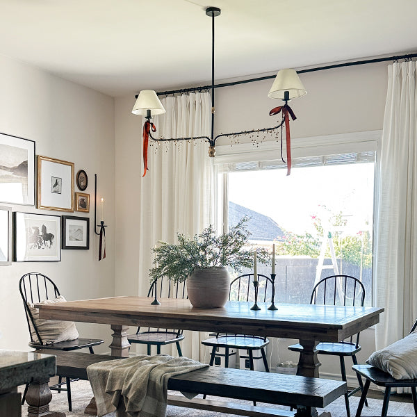 61 Inch Two Shade Linear Iron Pendant - - Sale