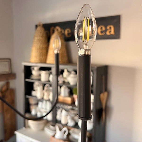 Black Metal 6 Light Candelabra Chandelier - - Sale