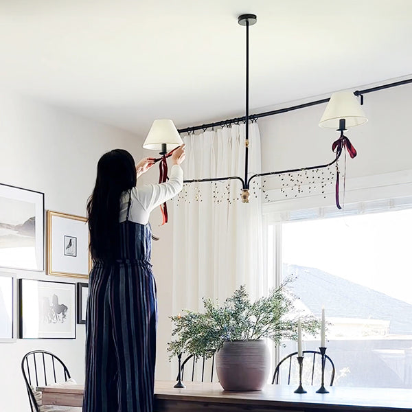 61 Inch Two Shade Linear Iron Pendant - - Sale