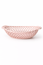 Ceramic Oval Basket – Hand-Woven Dish in White, Beige & Pink Glazed Porcelain - Pink - Bowl