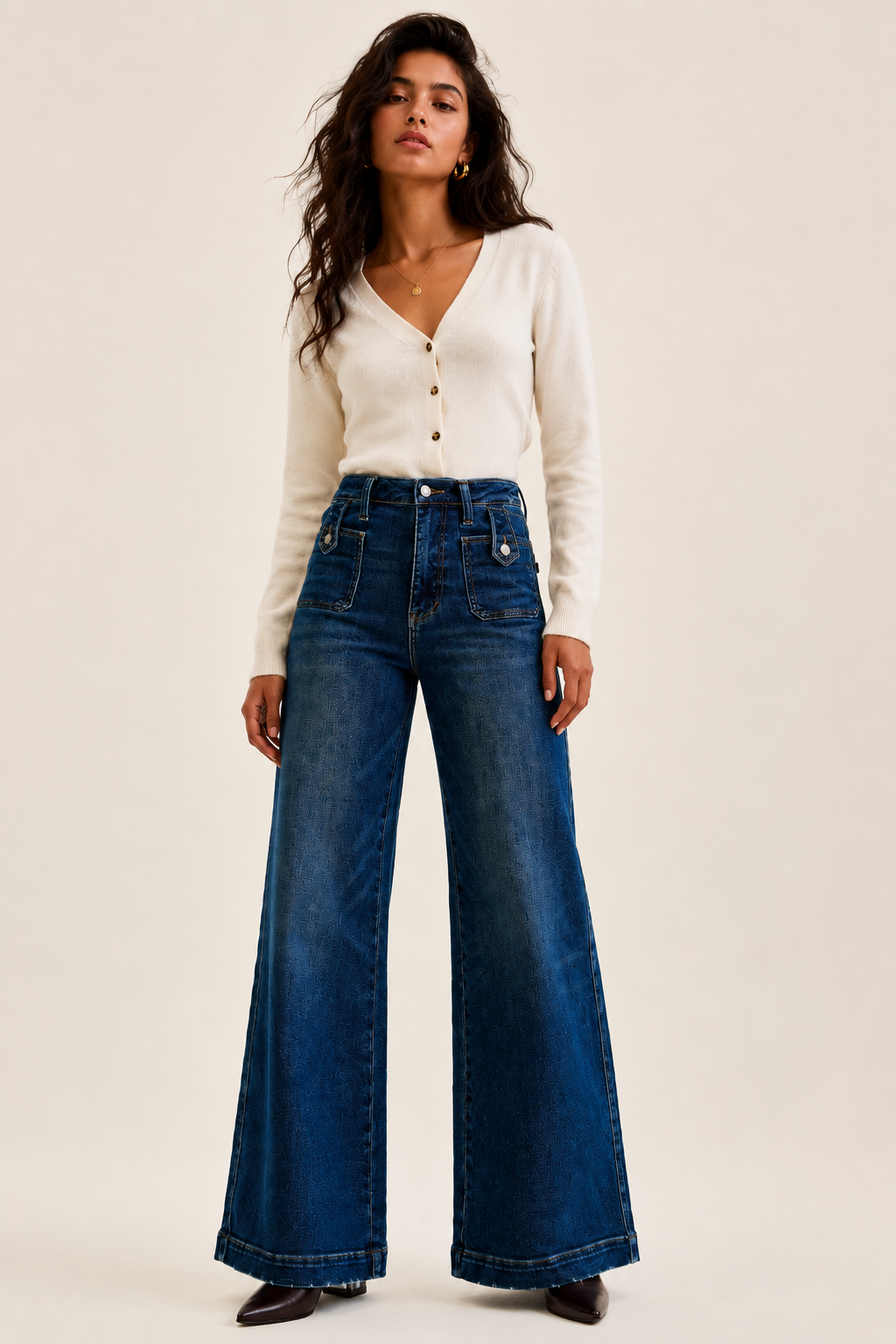Judy Blue Lux High Waist Wide Leg Jeans in Dark Fade Indigo - - jeans