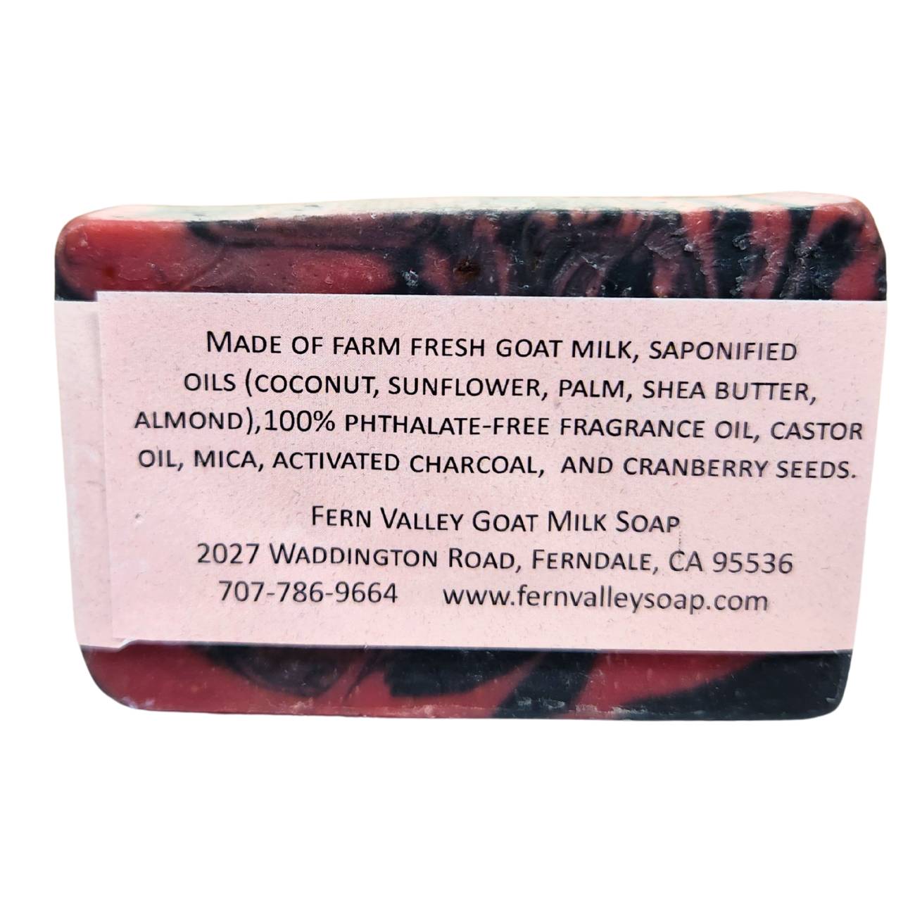 Natural Goat Milk Soap Charcoal and Cranberry Seed Scrub Cherry Bomb - - Goat Milk Soap