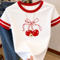 Cute Cherry Bow T-Shirt - Red -