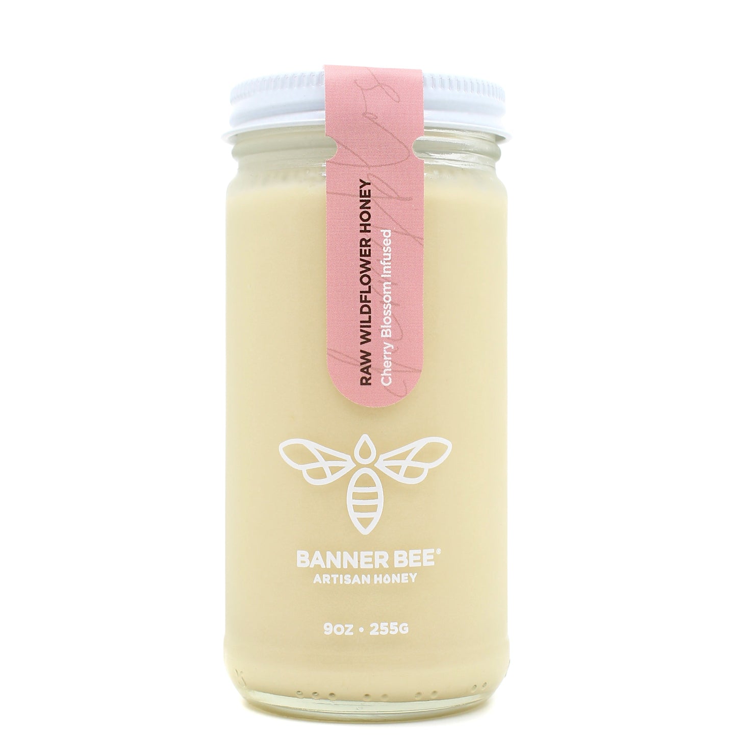 Cherry Blossom Infused Raw Honey - 9oz glass jar - Infused/Enriched Honey