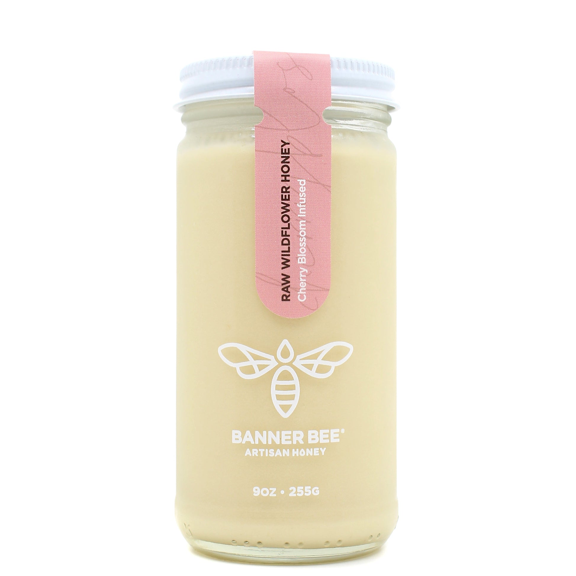 Cherry Blossom Infused Raw Honey - 9oz glass jar - Infused/Enriched Honey
