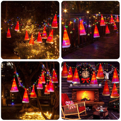 8 Pcs Hanging Glowing Christmas Hats String Lights - - Electronics and Miscellaneous