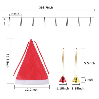 8 Pcs Hanging Glowing Christmas Hats String Lights - - Electronics and Miscellaneous