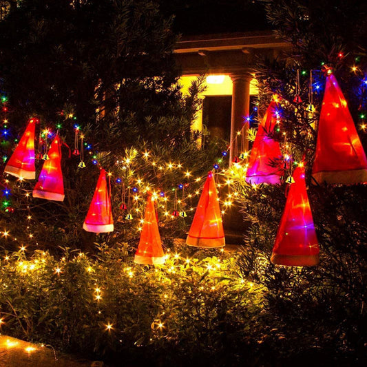 8 Pcs Hanging Glowing Christmas Hats String Lights - - Electronics and Miscellaneous