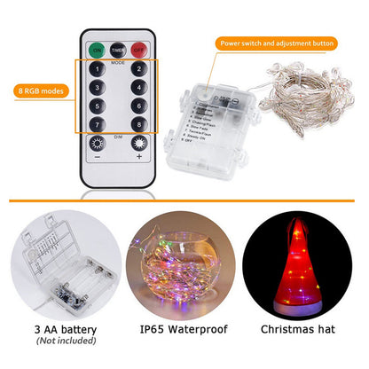 8 Pcs Hanging Glowing Christmas Hats String Lights - - Electronics and Miscellaneous