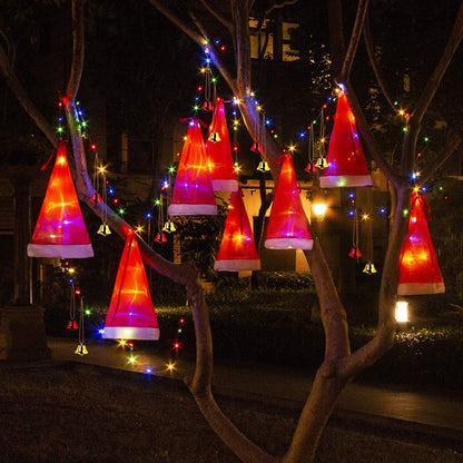 8 Pcs Hanging Glowing Christmas Hats String Lights - - Electronics and Miscellaneous
