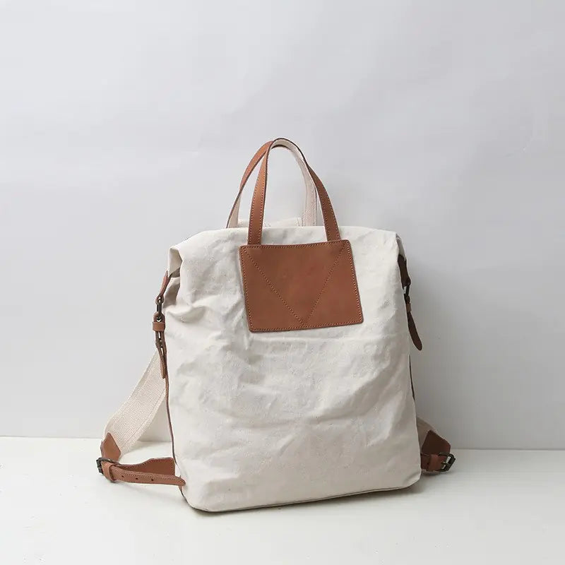 Women's Canvas and Leather Backpack Bag Kia Day Design