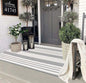 Hand-Woven Cotton Grey and White Striped Outdoor Rug Machine Washable - Kia Day Design
