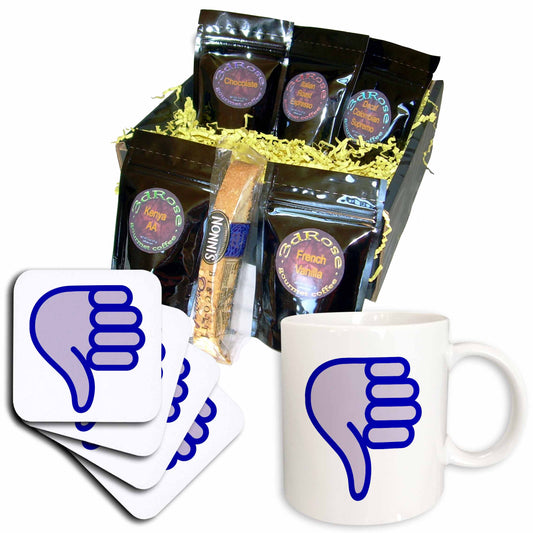 3dRose Coffee Gift Baskets - Blue Hand with Thumbs Down on a White Background - Coffee Gift Basket - Coffee Gift Basket