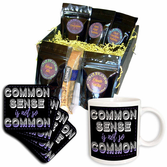 3dRose Common Sense is Not So Common, Quote - Coffee Gift Baskets (cgb_325897) - Coffee Gift Basket - Coffee Gift Basket