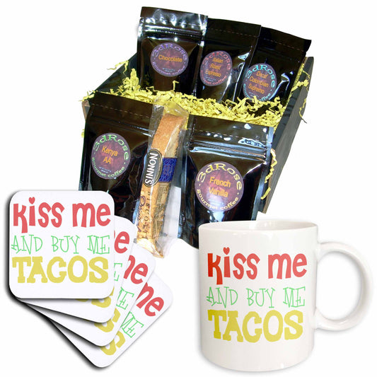 3dRose Kiss Me and Buy Me Tacos - Coffee Gift Baskets (cgb_325911) - Coffee Gift Basket - Coffee Gift Basket