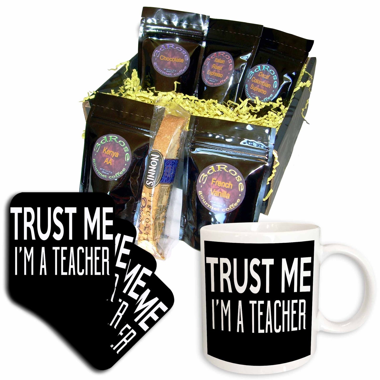 3dRose Trust Me Im A Teacher - Coffee Gift Baskets (cgb_325914) - Coffee Gift Basket - Coffee Gift Basket