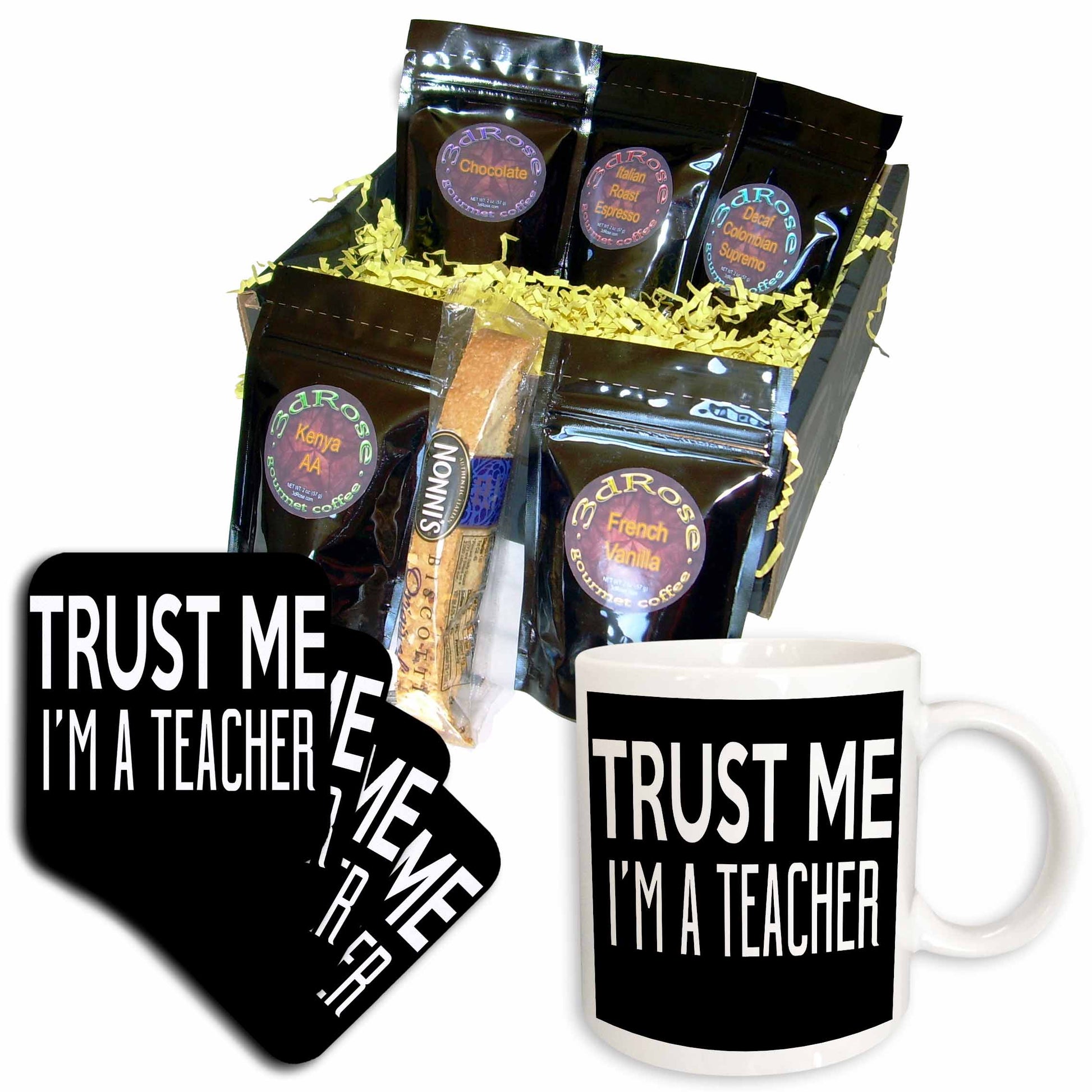 3dRose Trust Me Im A Teacher - Coffee Gift Baskets (cgb_325914) - Coffee Gift Basket - Coffee Gift Basket