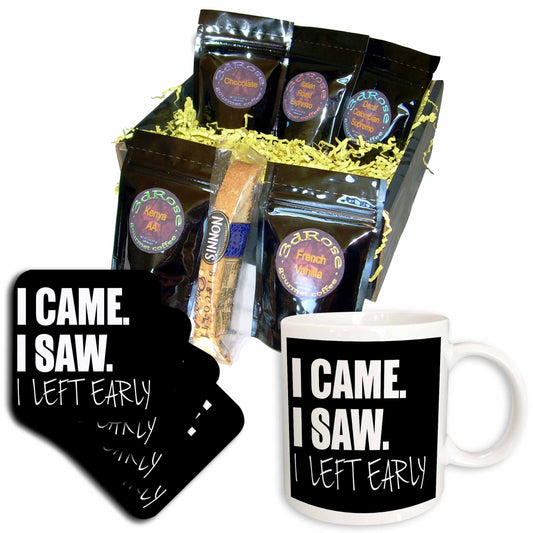 3dRose I Came I Saw I Left Early - Coffee Gift Baskets (cgb_325916) - Coffee Gift Basket - Coffee Gift Basket