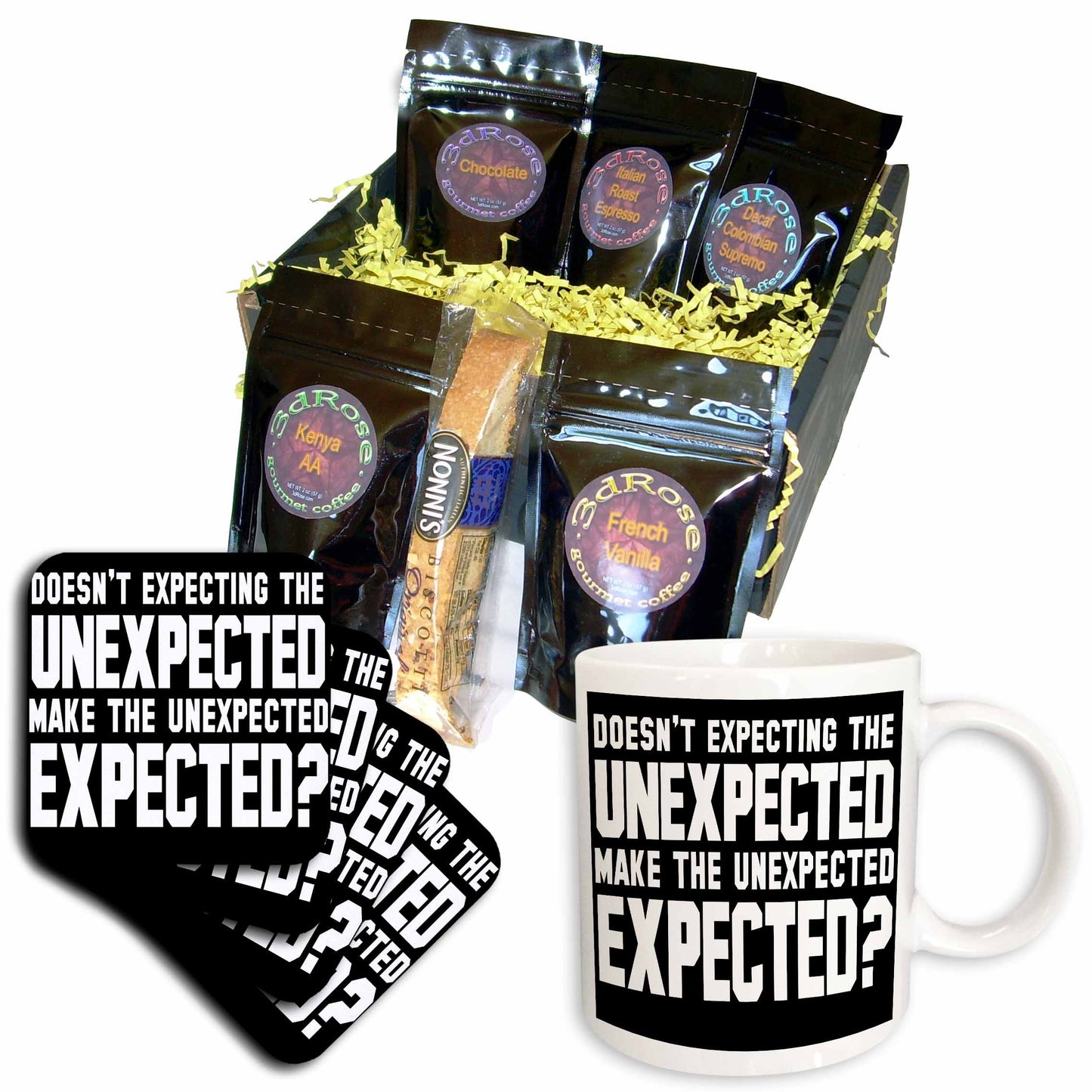 3dRose Doesn’t Expecting The Unexpected Make The Unexpected... - Coffee Gift Baskets (cgb_325924) - Coffee Gift Basket - Coffee Gift Basket