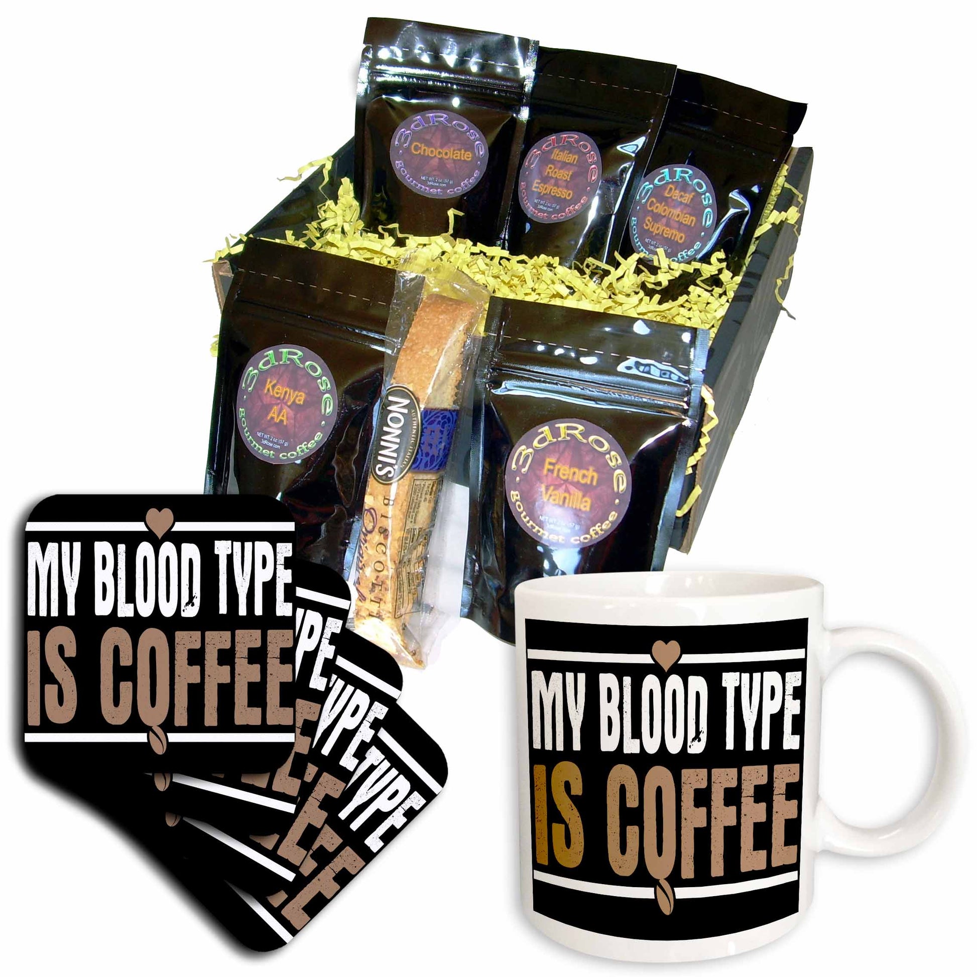 3dRose My Blood Type is Coffee - Coffee Gift Baskets (cgb_325981) - Coffee Gift Basket - Coffee Gift Basket