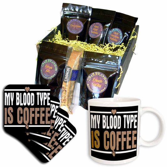 3dRose My Blood Type is Coffee - Coffee Gift Baskets (cgb_325981) - Coffee Gift Basket - Coffee Gift Basket