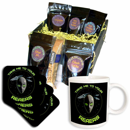 3dRose Funny Science Fiction Writer Joke Take Me to Your Readers... - Coffee Gift Baskets (cgb_326012) - Coffee Gift Basket - Coffee Gift Basket