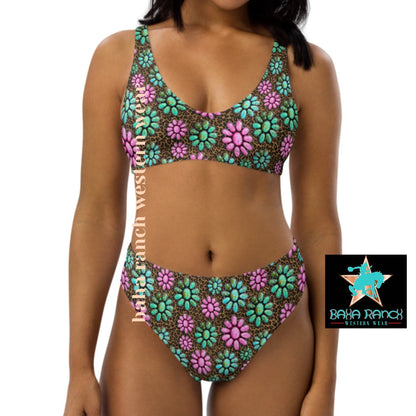 Baha Ranch Yeehaw Pink Turquoise Bikini - - Swim Wear