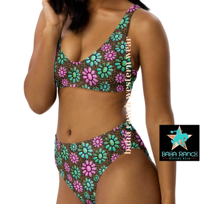 Baha Ranch Yeehaw Pink Turquoise Bikini - - Swim Wear