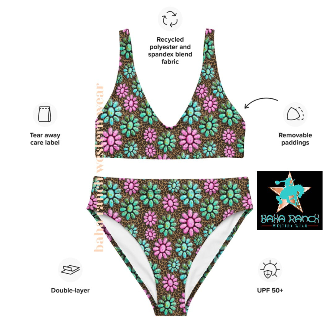 Baha Ranch Yeehaw Pink Turquoise Bikini - - Swim Wear