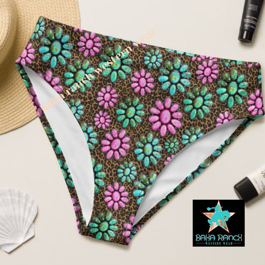Baha Ranch Yeehaw Pink Turquoise Cowgirl Bikini Bottom - - Swim Wear
