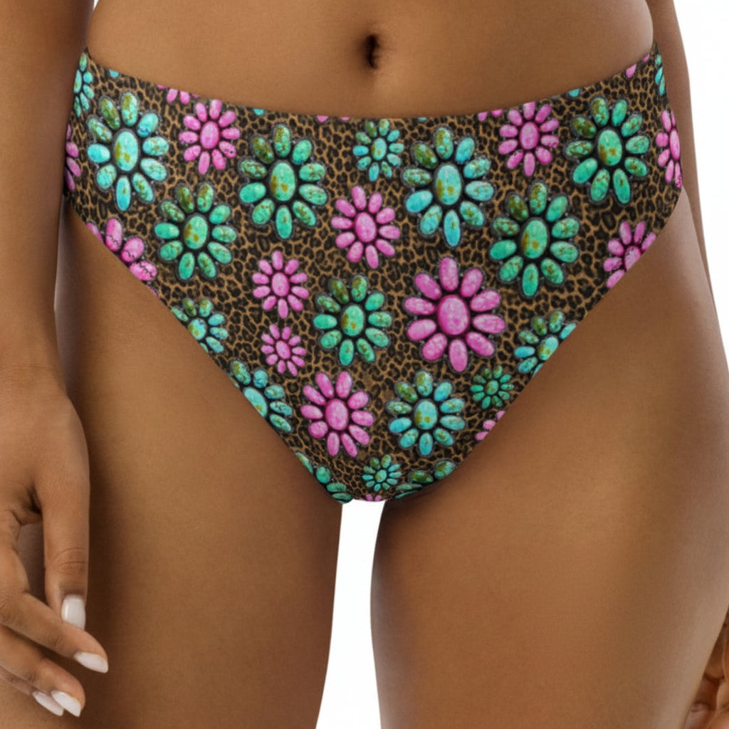 Baha Ranch Yeehaw Pink Turquoise Cowgirl Bikini Bottom - - Swim Wear