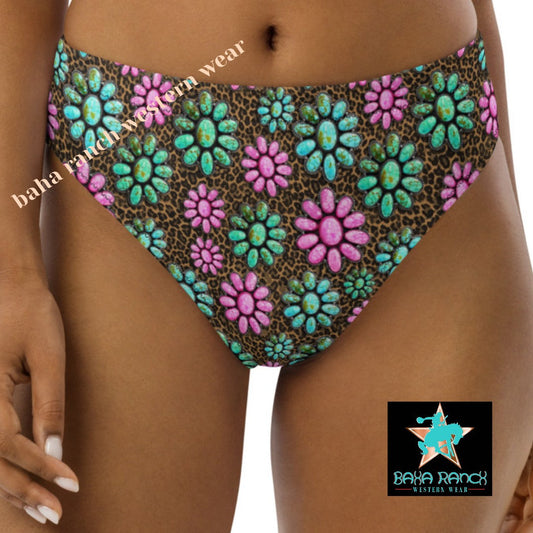 Baha Ranch Yeehaw Pink Turquoise Cowgirl Bikini Bottom - - Swim Wear