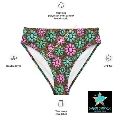 Baha Ranch Yeehaw Pink Turquoise Cowgirl Bikini Bottom - - Swim Wear