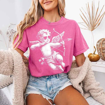Comfort Colors Halftone Cupid V-Day Tee – Pixel Art Valentine T-shirt - Crunchberry - T-shirts