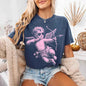 Comfort Colors Halftone Cupid V-Day Tee – Pixel Art Valentine T-shirt - Denim - T-shirts