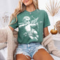 Comfort Colors Halftone Cupid V-Day Tee – Pixel Art Valentine T-shirt - Light Green - T-shirts