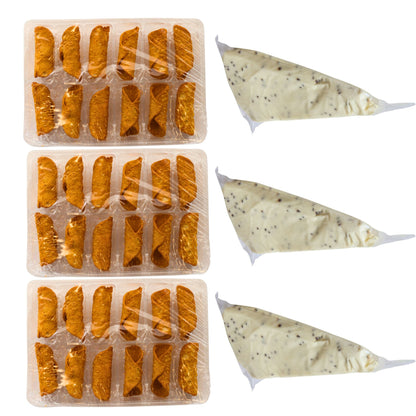 Italian Mini Cannoli Recipe DIY Kit - 36 Mini Cannoli Shells and Cannoli Cream -